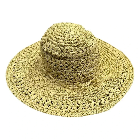 Scala Brown Wide Brim Paper Sun Hat - Picture 1 of 4